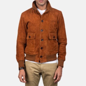 Eaton Brown Suede Bomber Jacket for men